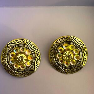 Beautiful Aurora Borealis clip on earrings